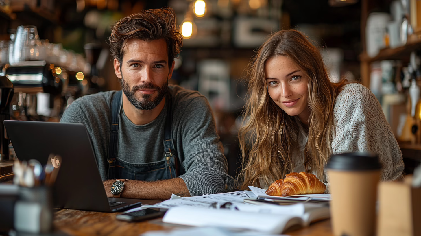 Giovani imprenditori con business plan per aprire ristorante