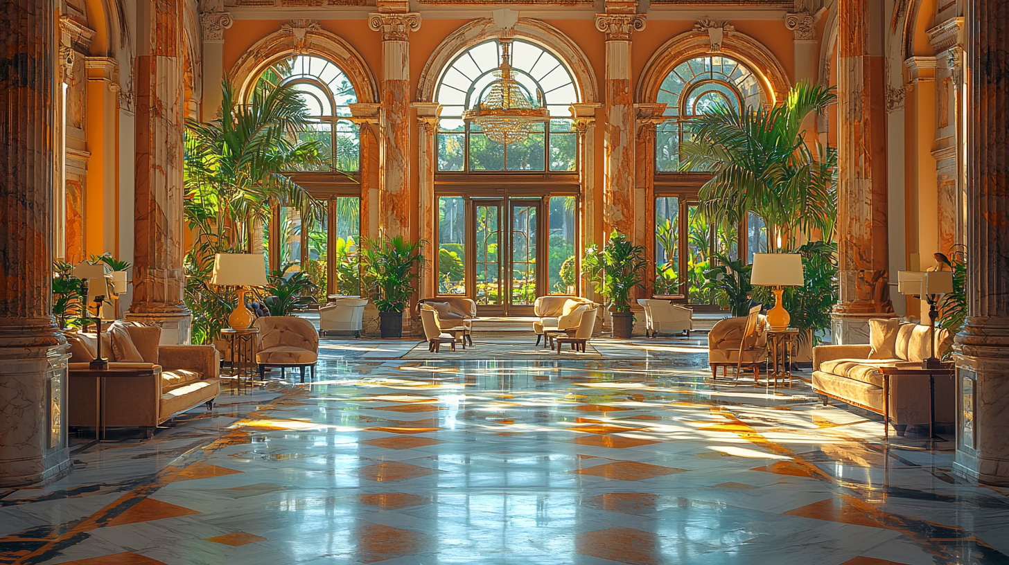 Hotel boutique italiano con interni eleganti e luce calda