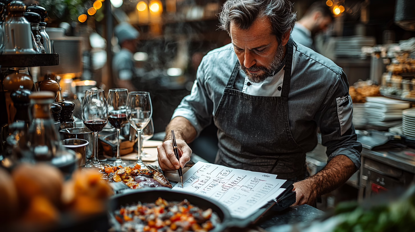 Ristorante italiano con cliente che legge menu